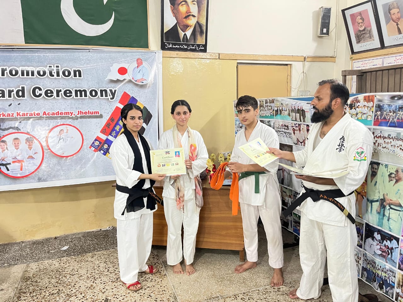 Student receiving belt